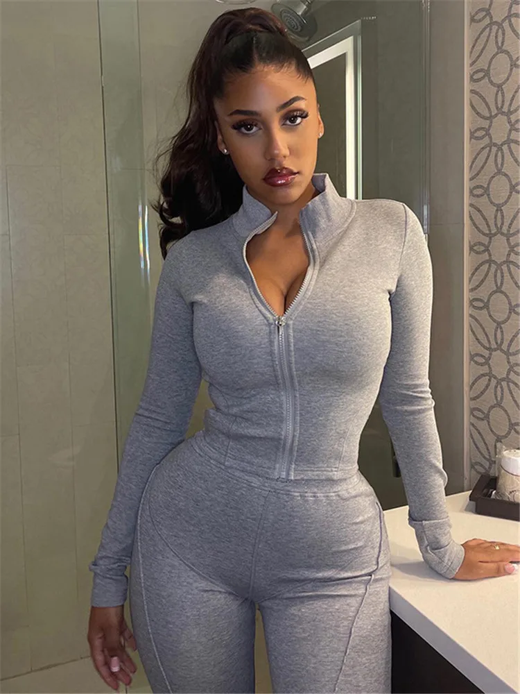 

Sibybo New Sexy Long Sleeve Women Sets 2022 Autumn Slim Solid V-neck Fitness Fashion Long Pants 2 Pieces Sets Casual Daily