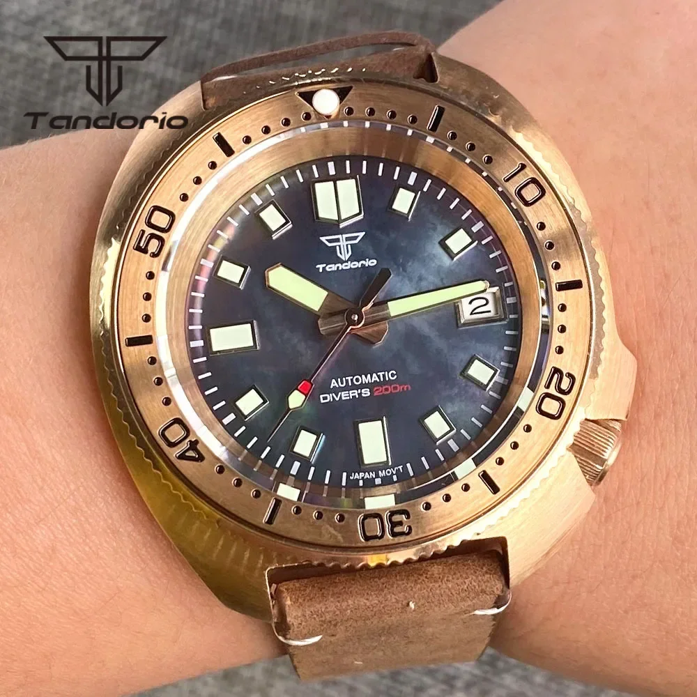 

Tandorio Dive Watch for Men 44mm Cusn8 Bronze NH35A Movemen Automatic Luminous MOP Dial 200m Date Sapphire Glass Rotating Bezel