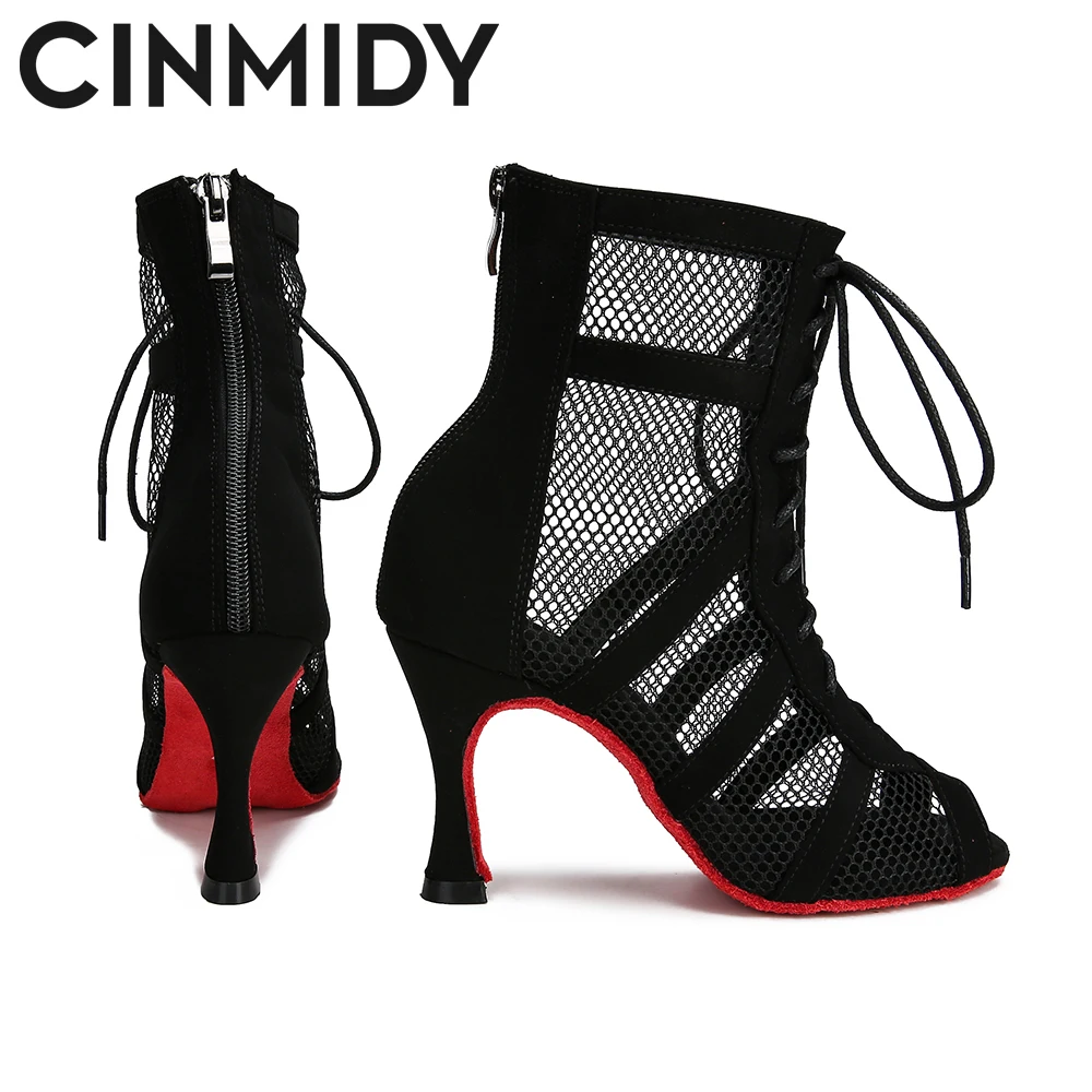 Lace Up Dance Shoes Women Red Sole Latin Dance Shoes Black Ballroom High Heels Tango Modern Jazz Boots dance shoes