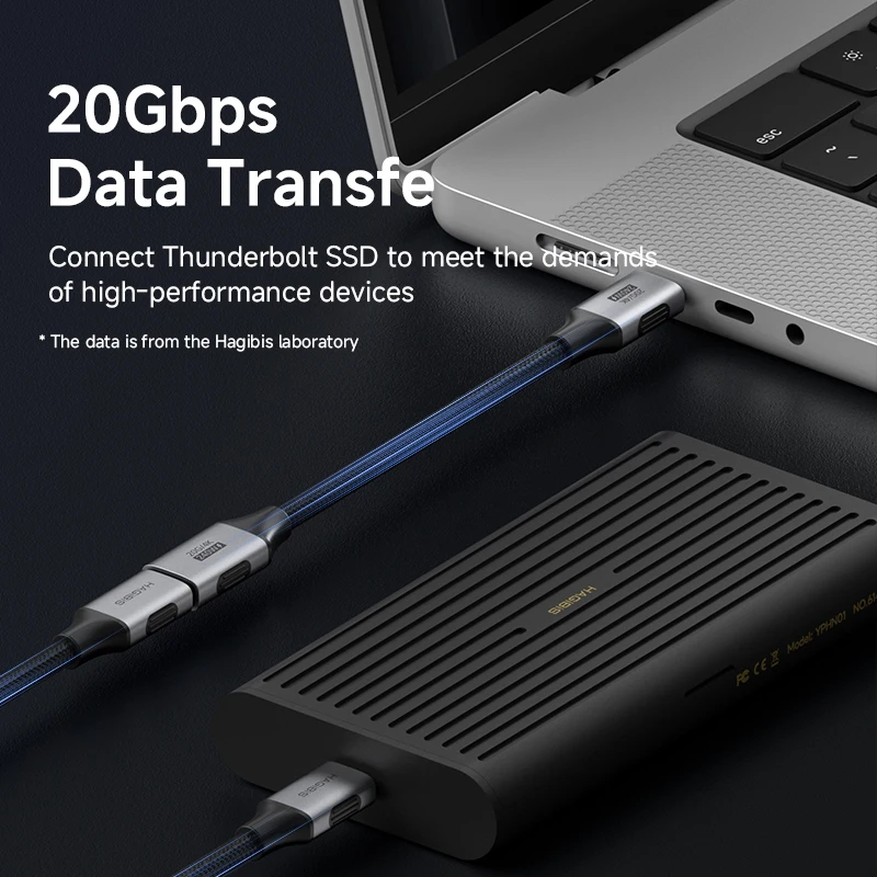 하기비스 USB C 연장 케이블 USB 타입 C 남성-여성 연장 코드 20Gbps 240W 고속 충전 아이폰 17 16 15 픽셀 아이패드용