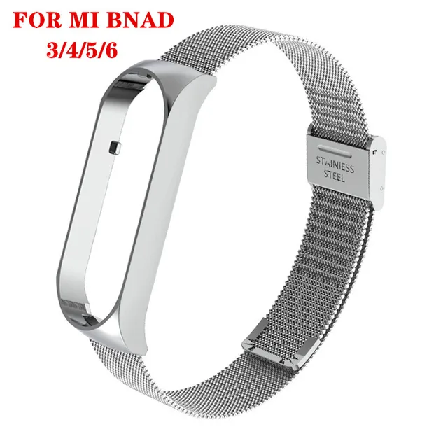 Strap For Xiaomi Mi Band 6 4 5 Wrist Metal Bracelet Screwless Stainless Steel MIband for Mi Band 4 3 5 Strap Wristbands Pulseira Silver
