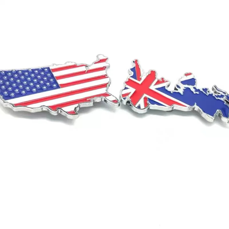 England Germany USA map flag metal Car Emblem Badge Grille or Sticker for USA England Germany Franch Korea Japanese Russian cars 4