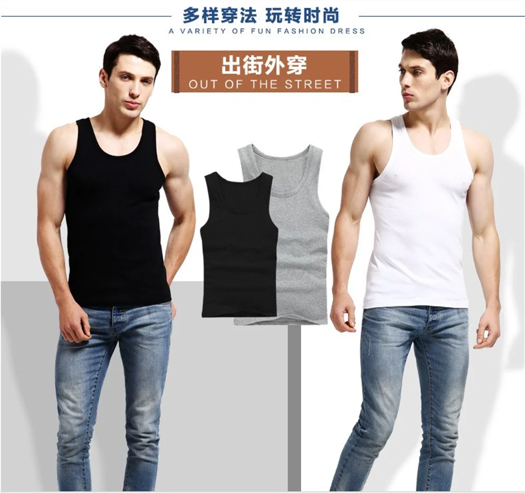 1 pcs/lot Cotton Mens Underwear Sleeveless Tank Top Solid Muscle Vest Undershirts O-neck Gymclothing T-shirt Slim Fit men undershirt cotton vest cotton sleeveless t shirt sports sleeveless vest men underwear