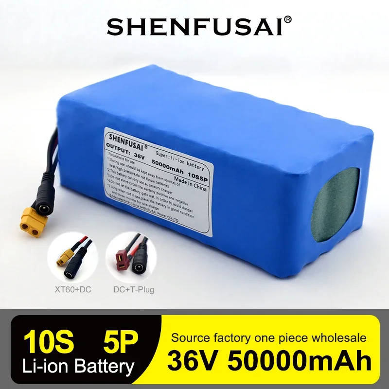 

36V 50Ah 10s5p 18650 Li Ion Battery Pack XT60 Plug Balance Car Motorcycle Electric Bicycle Scooter BMS + 42V 2A Charger