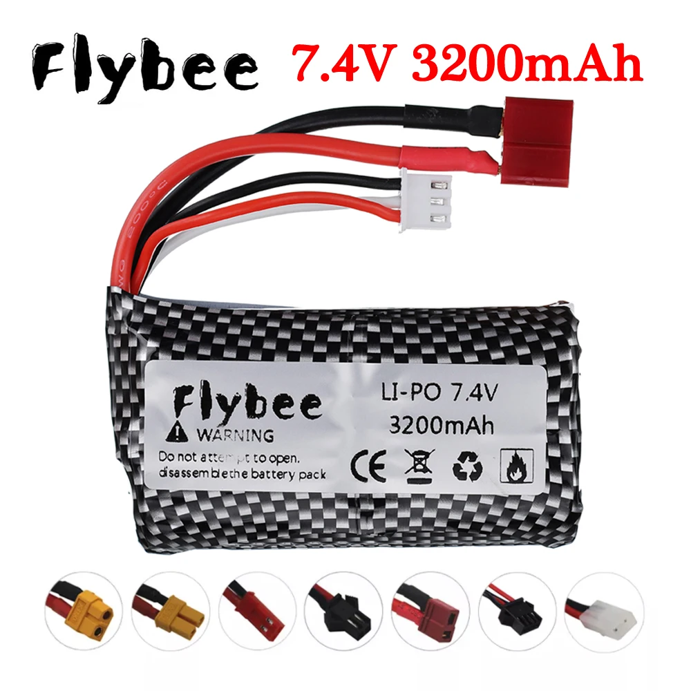 

18650 7.4V 3200mAh Li-ion Batery for remote control helicopter toy parts upgrade 7.4V 20C Liion battery T/SM/JST/XT60/EL2P Plug
