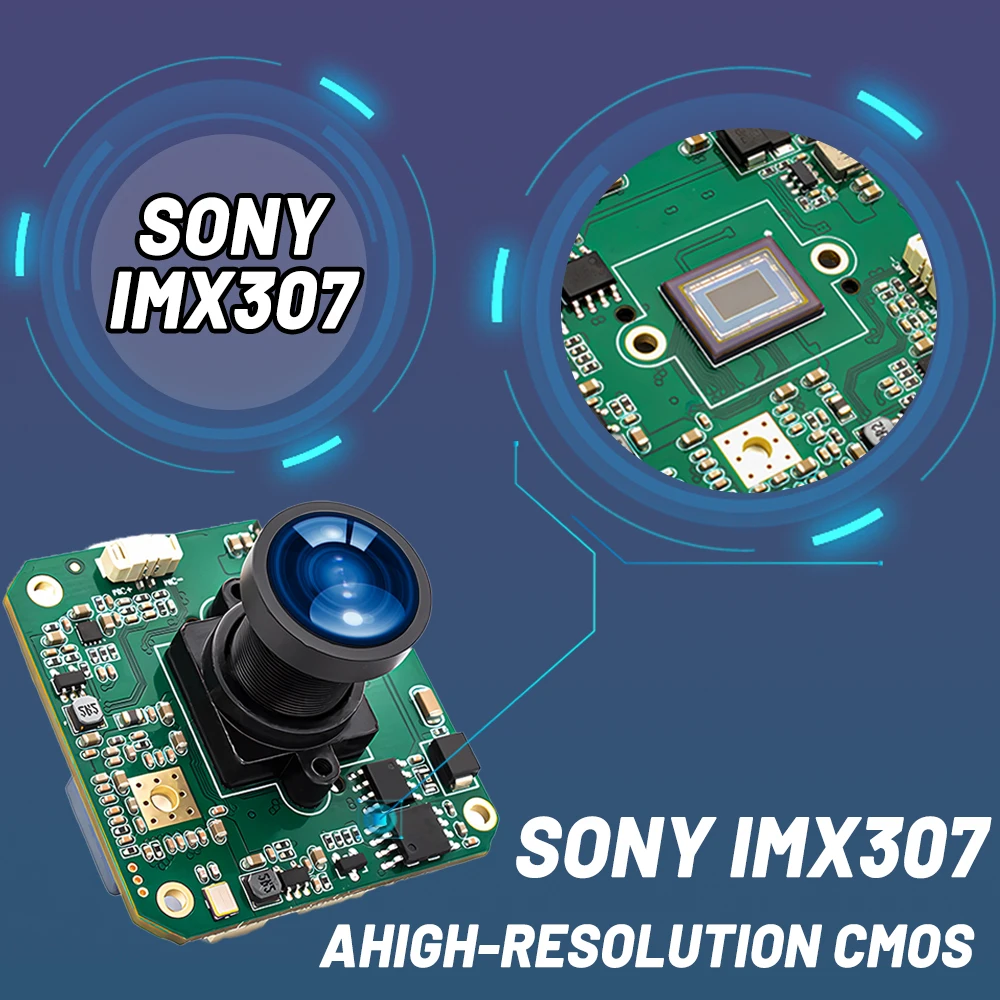 1080P 60FPS IP Camera Module 1/2.8" IMX307 CMOS With No Distortion Lens Support
