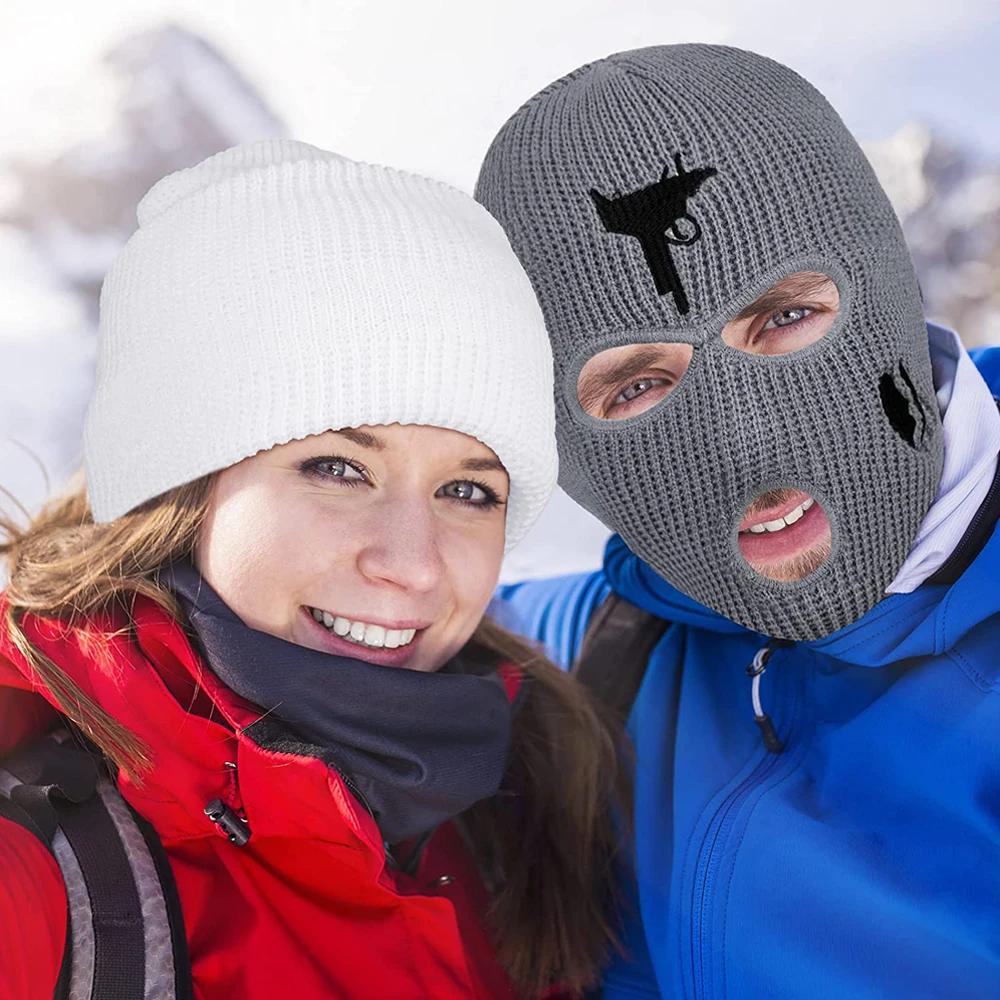 Cagoule tricotée  3 trous Ski Face Cover Adult Winter Balaclava
