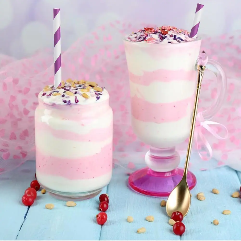 100PCS Purple &White Striped Paper Straws Biodegradable Disposable Drinking Straws for Valentine's Day Party Decoration Supplies