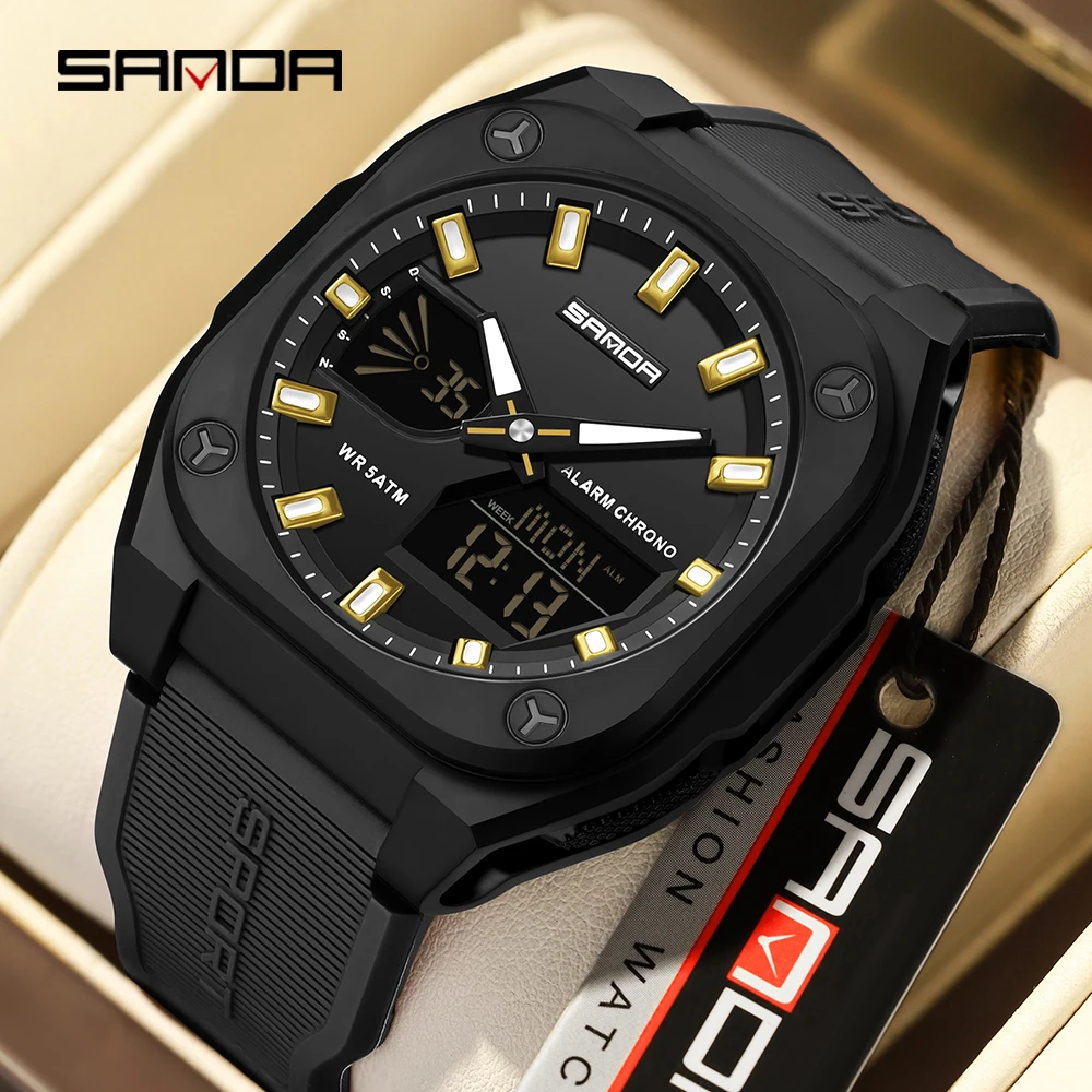 SANDA 6268 Sports Electronic Watch Men Multifunction Outdoor Students Wristwatch Alarm Clock Waterproof Luminous Digital Watches