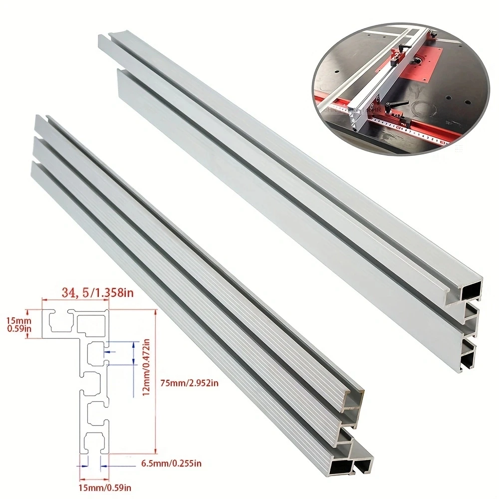 400mm 75 Type T-Track Miter Track, Aluminum Modified Bandsaw T Slot, DIY T  Slot Bandsaw Jig Miter Track, Woodworking Table Saw Mini T Track Rail for