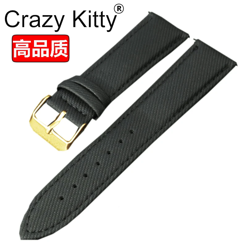 Genuine Leather Cowboy-Style Quick Release Watch Strap - Fabric Accent