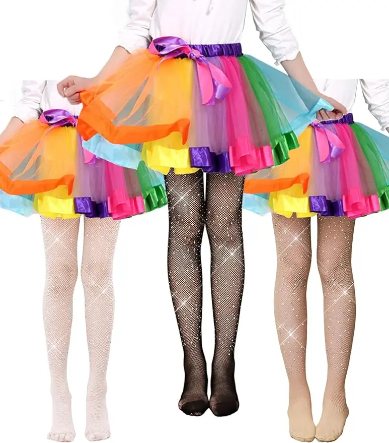 Kids Pantyhose Fishnet Stockings Girls Tights High Waist Sparkle Toddler Children Leggings