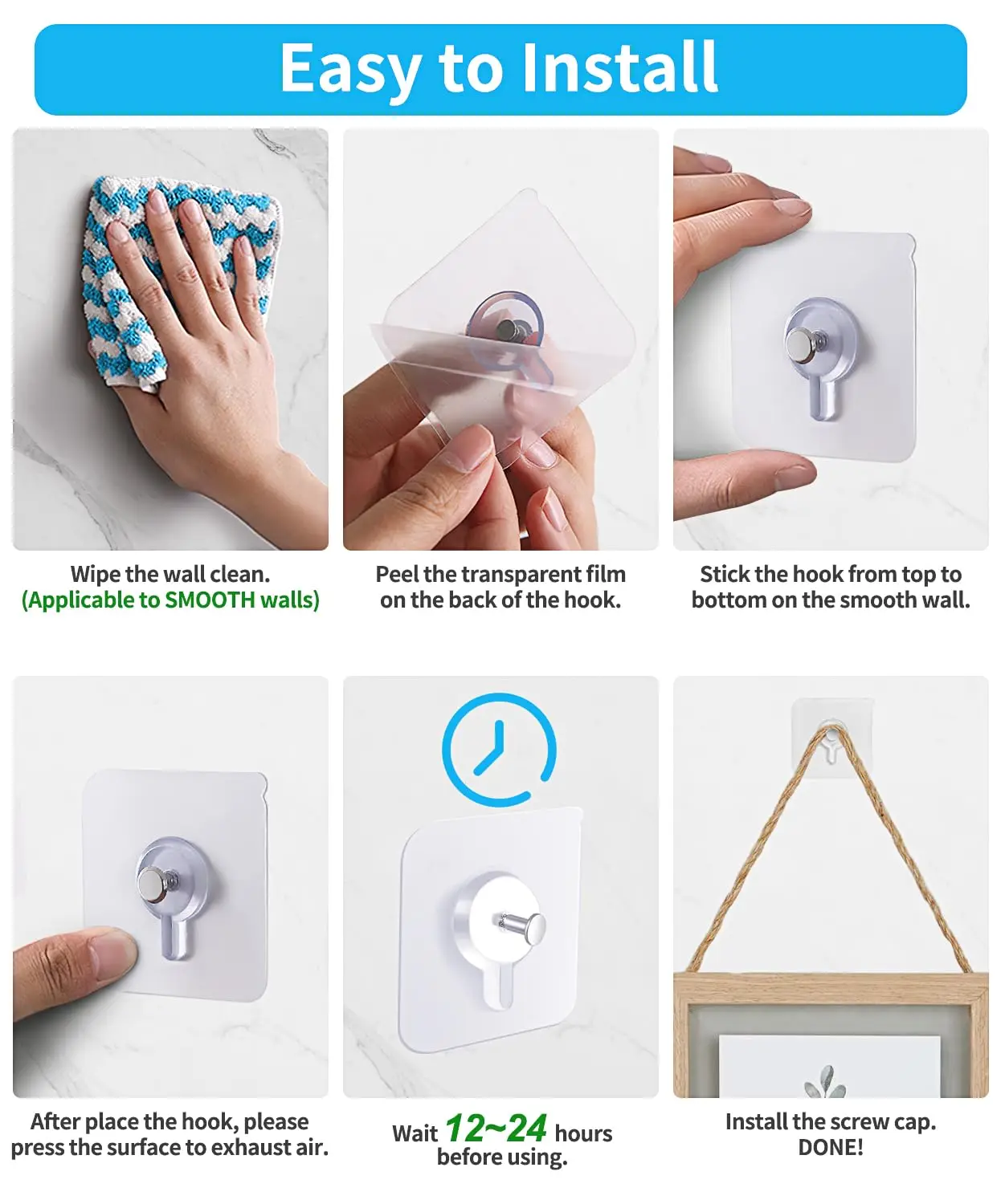 Self Adhesive Nails Wall Hook Poster Transparent Screws Wall Hook For Photo Frame Waterproof Durable Kitchen Bathroom Use 10 Pcs