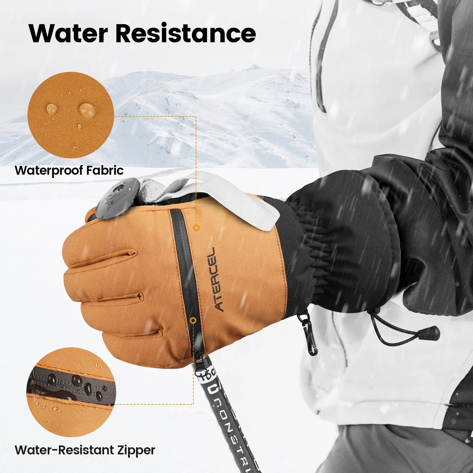 Waterproof Touchscreen Ski Gloves, Snowboard Gloves for Men and Women 3