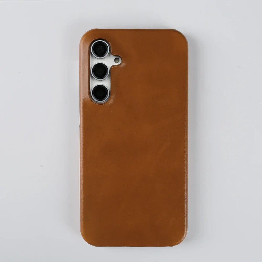 Retro Genuine Leather Phone Case with Aesthetic Oil Wax Finish