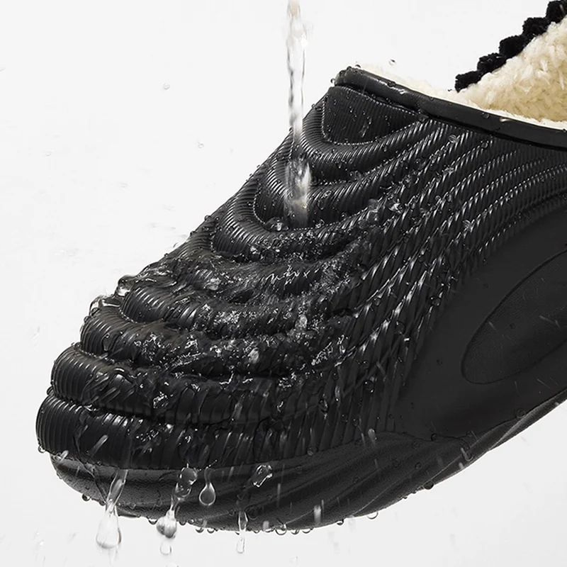 Comfortable Waterproof Cotton Slippers Women Outdoor Bag Heels Non Slip Plush Slippers Woman Soft Sole Fleece Warm Home Slides