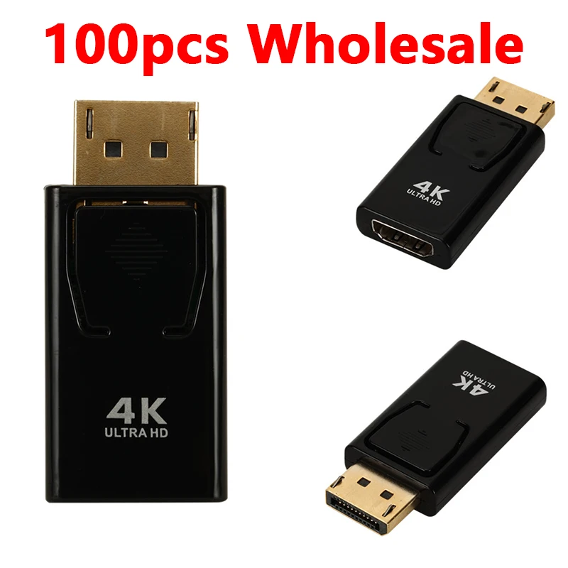 100 개 도매 4K 1080P 디스플레이 포트-HDMI 호환 어댑터 남성 DP-HDMI 여성 비디오 오디오 변환기, PC 노트북