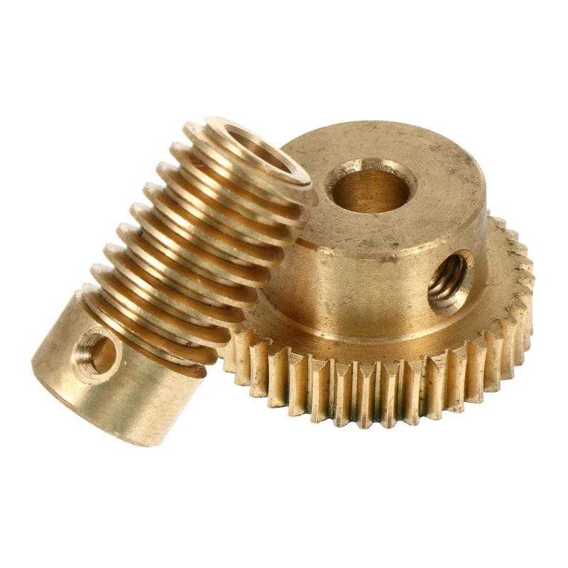 Description Picture 4 of item2 Pcs Turbine Shaft Small Modulus Worm Gear with Wheel Copper Bevel Replacement Accessories