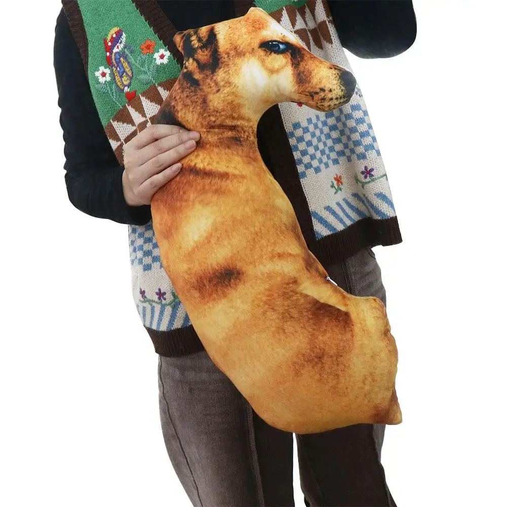 Throw Pillow Decorative Cushion Plush Pillow Plush Cushion 3D Lifelike Animal Cute Bend Dog Printed Funny Dog Head Cosplay Children Favorite Toy For Home