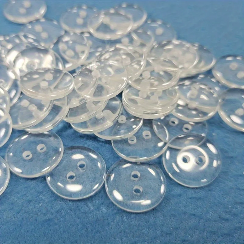100pcs Resin Buttons, Two-eye, Universal Bread Buttons, Transparent Shirt Buttons, Trench Coat Buttons, Accessories