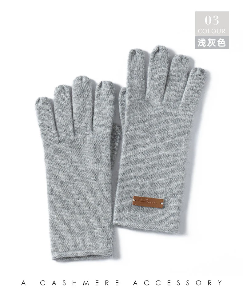 100% Cashmere Gloves Women's Knitted Solid Color Five Finger Gloves Fashion Mmen's and Women's Universal Long Gloves Warm Winter