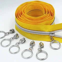2 Meter Gold and Silver Nylon Coil Slider Zipper - 2 Meters 4 Slider (Silver gold)