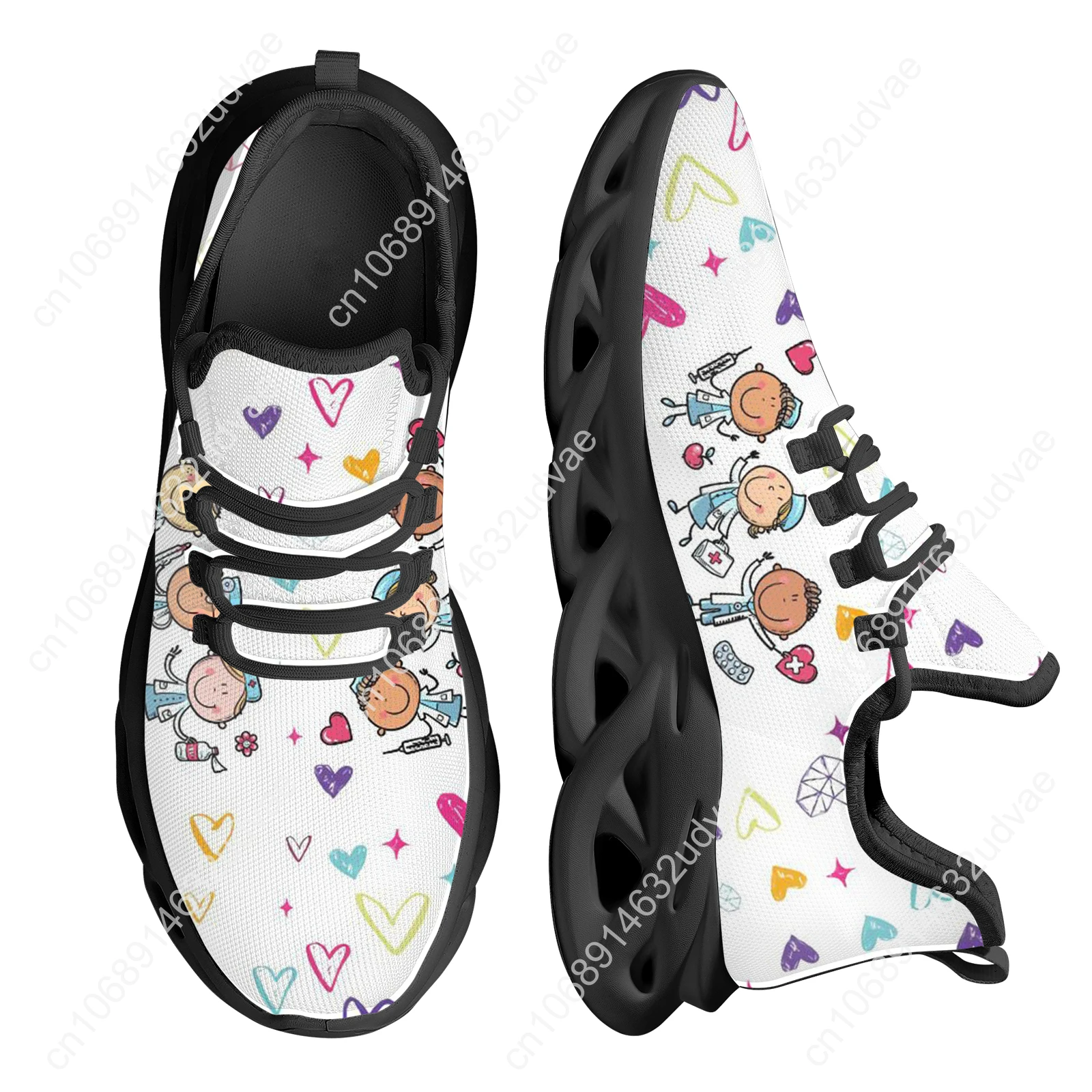Cartoon Doctor Nurse Shoes for Women Female Flats Shoes Running Sneakers Light Mesh Ladies Footwear chaussure femme