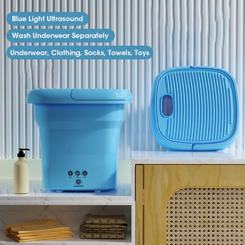 

Foldable Washing Machine Portable Socks Underwear Panties Retractable Household Washing Machine With Spinning Dry
