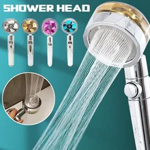 Chuvas cabeça de chuveiro poupança água fluxo 360 graus rotação com pequeno ventilador abs chuva alta pressão do banheiro massagem spray bico