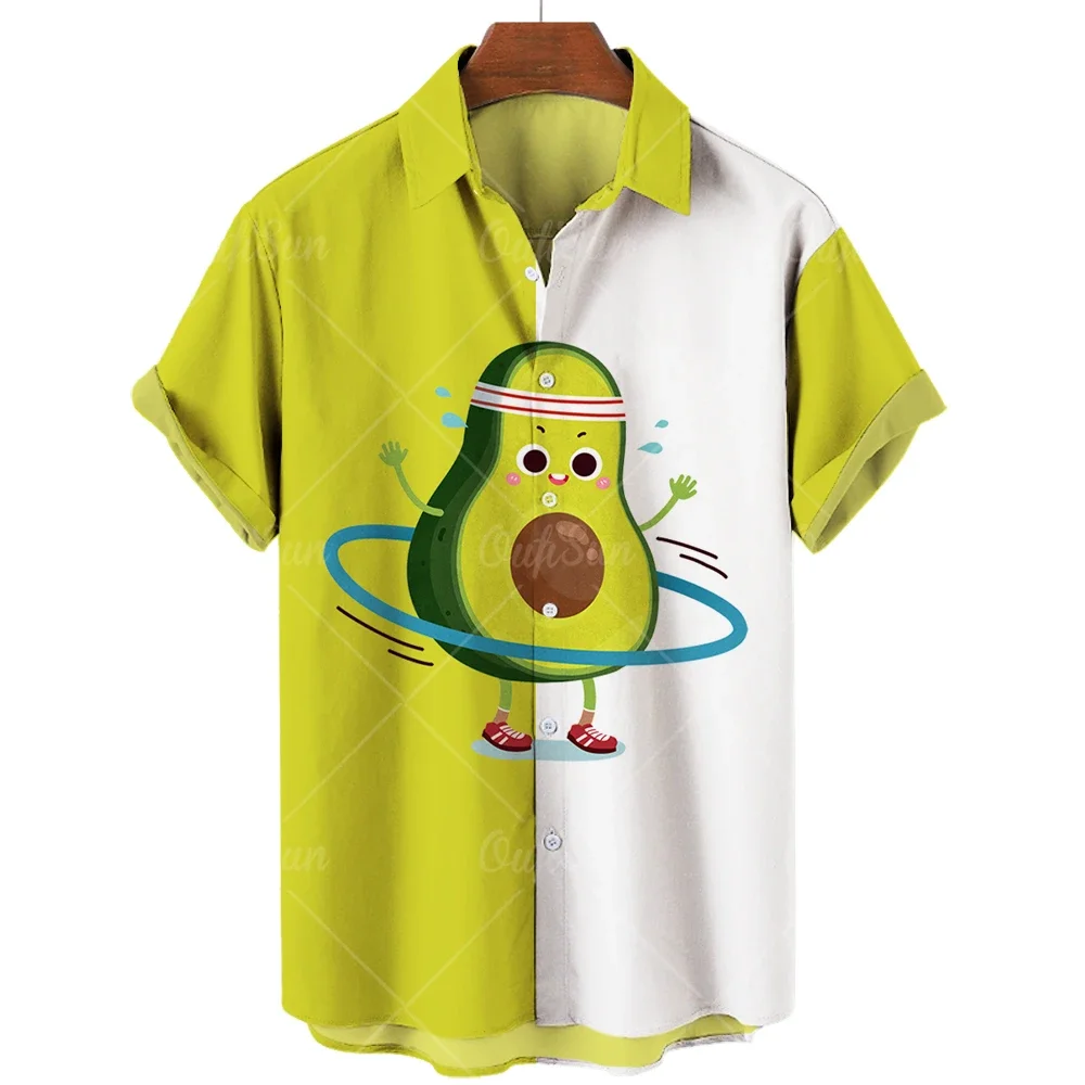

Avocado Fruit Pattern Funny Clothing Casual Pullover Men's T-shirt Fashion Summer Short Sleeve Harajuku Shirt