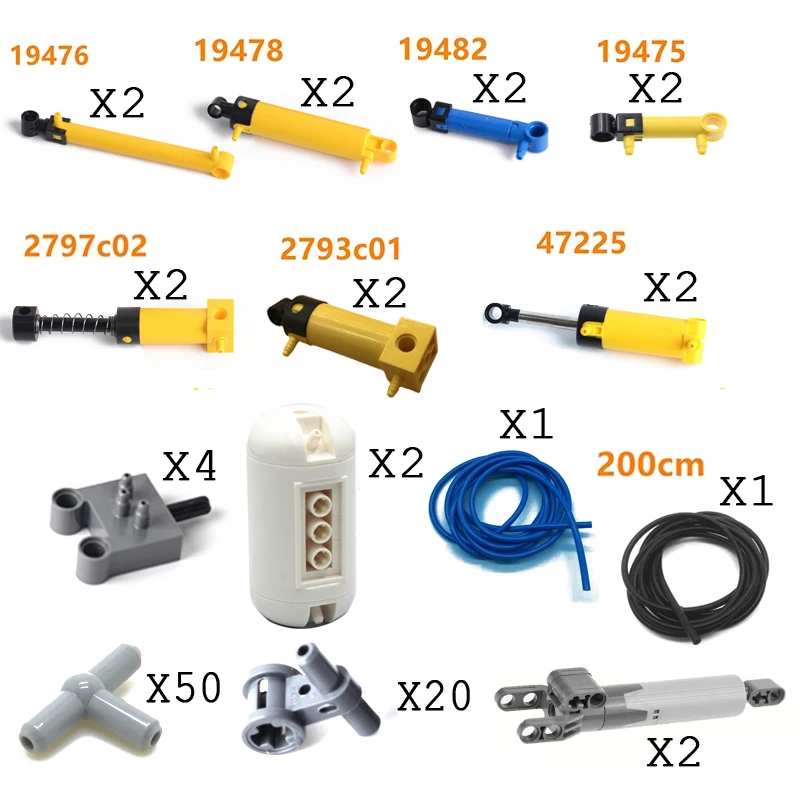 peças técnicas kit pneumático diy com bomba de ar push rod switch pistão tubo de ar bomba pneumática blocos moc tijolos