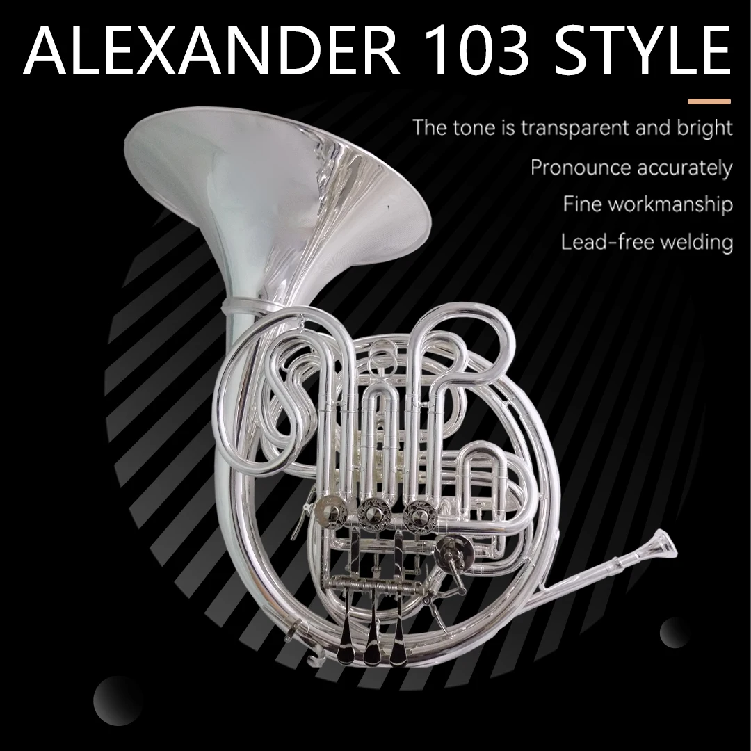 Alexander103FBbDoubleFrenchHornMusicalInstrumentsDividedBellSilverPlatedwithCase