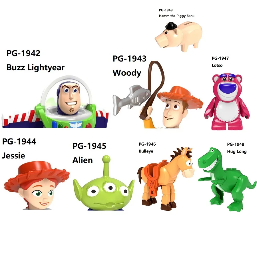 Buzz Woody Lotso Jessie Alien Puntiye Hug Long Piggy Bank Building Blocks Mini Action Figure Toys