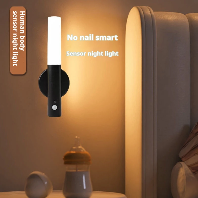 LED USD Wall Lamp Fully Automatic Induction Type 1200mAh Magnetic Corridors Porch Lights Kitchen Cabinet Closet Bedside Lighting Motion Sensor Light Led Light Led Wall Lamp Wall Light Magnetic Suction Lamp Cabinet Light