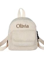 Personalized Corduroy Bag with Name, Monochromatic Mini Backpack, Small Backpacks, Custom Name, Baby Gift 3