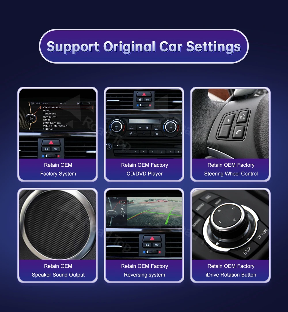 12,3-Zoll-Ultra-Thin-Bildschirm für BMW 5er E60 E61 3er E90 E91 E92 E93 CCC/CIC Wireless Carplay Multimedia-Monitor-Radio fürs Auto – Detail 8