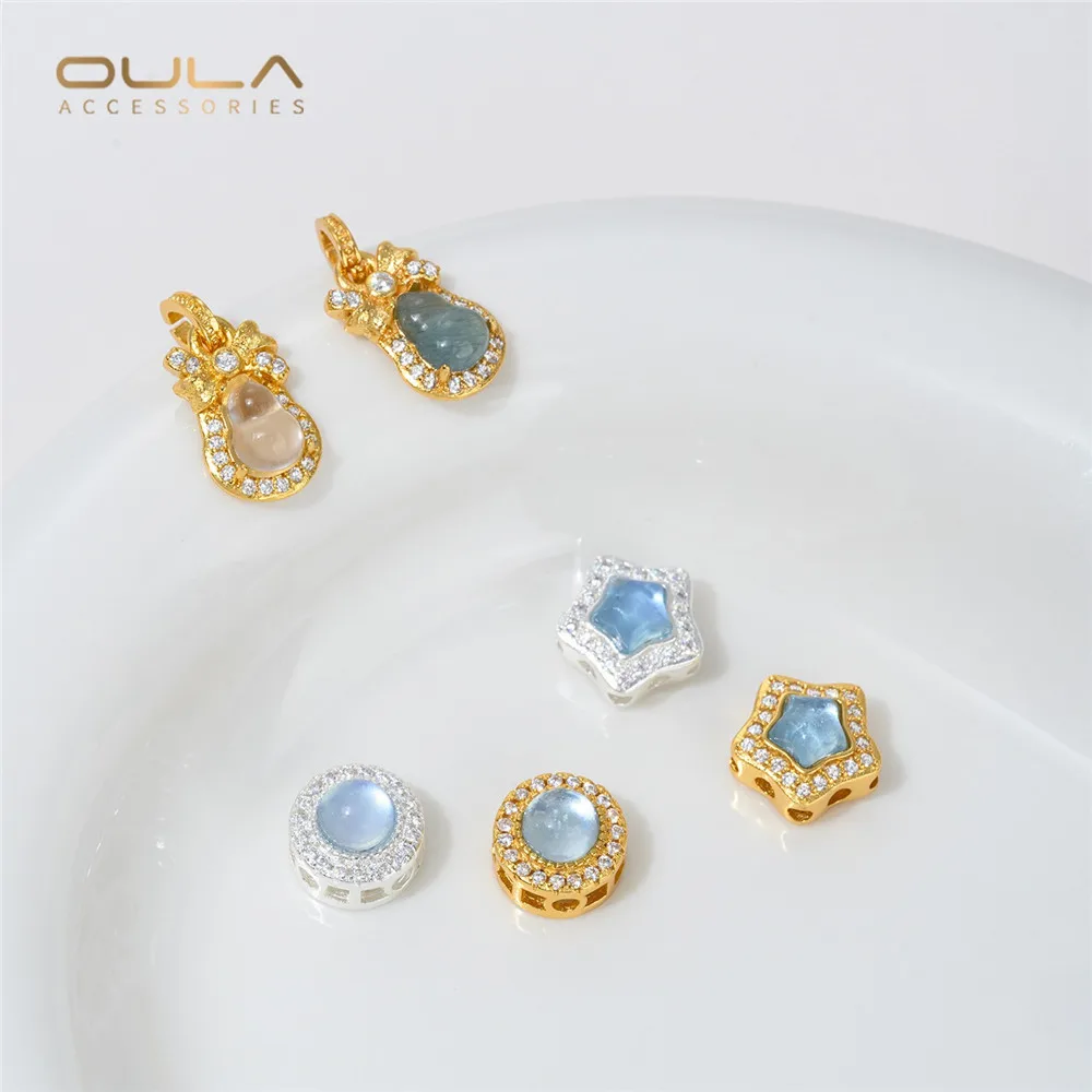 천연 크리스탈 아쿠아마린과 다공성 비즈, 손으로 만들어진 페르시 팔찌 소재와 1pcs Diy 옥 펜던트