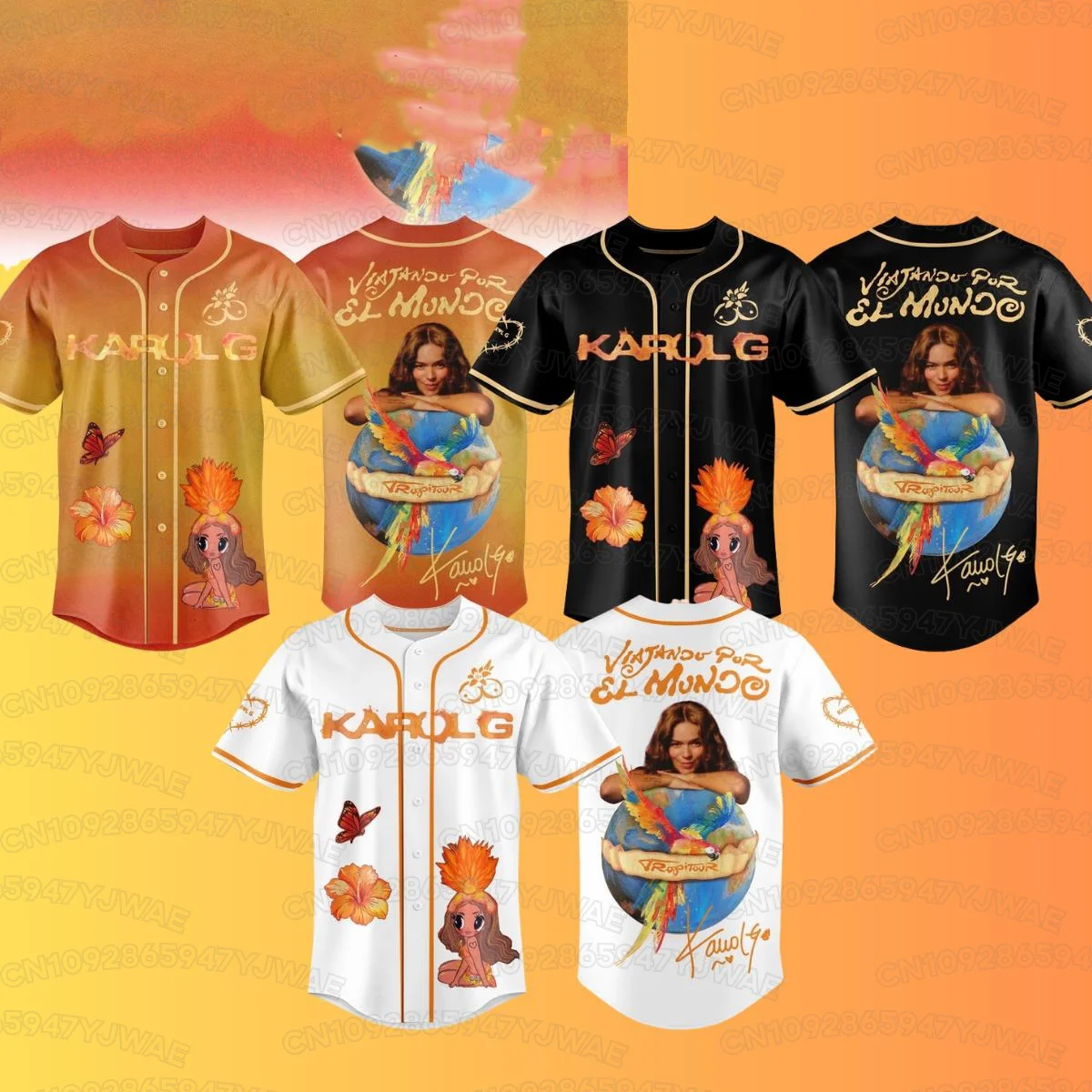 Sommer Herren Damen Karol G Viajando Por El Mundo Baseball Trikot Mädchen Casual Sport 3D-Druck Grafik T-Shirt Fan-Geschenke