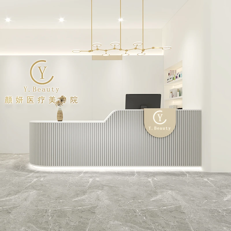 Top Quality Custom Made Size LED Reception Desk Beauty Salon Design, With Monitor Customer Reception Desk 3 in 1 carbon dioxide meter temperature humidity air quality monitor