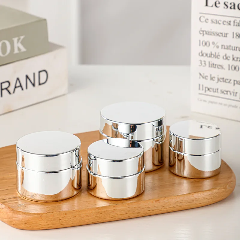 5g-50g Empty Silver Glass Cosmetic Jar Eye Shadow Face Cream Bottles Portable Travel Face Cream Cosmetic Container Accessories