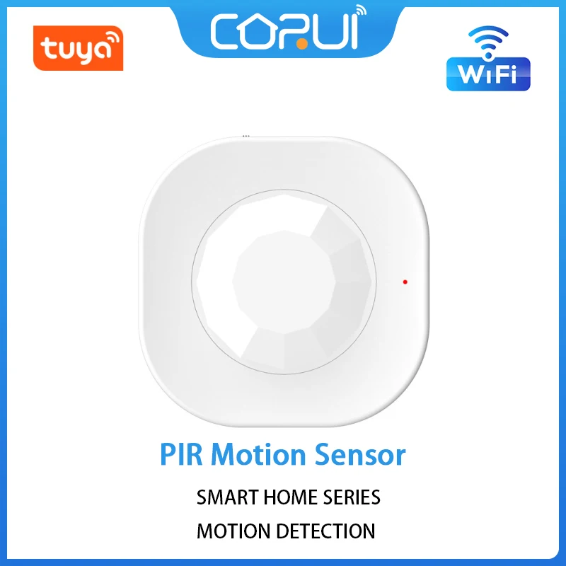 

CoRui Tuya WiFi 2.4Ghz Smart PIR Motion Sensor 7m 110° Human Infrared Detector Security Burglar Alarm Sensor APP Instant Alerts