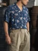 Non Stock Old Fashion Rayon Camp Shirt Retro Mens Short-Sleeve Cuban Collar Vacation Shirt 1