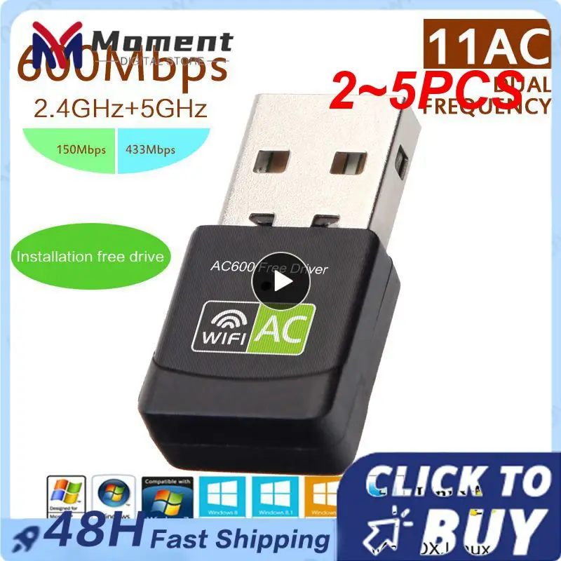 Grwibeou 송신기 지지대 윈도우 미니용 무선 어댑터, 와이파이 듀얼 밴드, 802.11ac, 600mbps, Hz, PC 5g, 2  5PCs