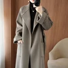 100% Wool Coat Women's Wear 2024 Autumn/Winter Fashion Temperament Double sided Cashmere Coats with Belt Elegant Long Overcoat 3