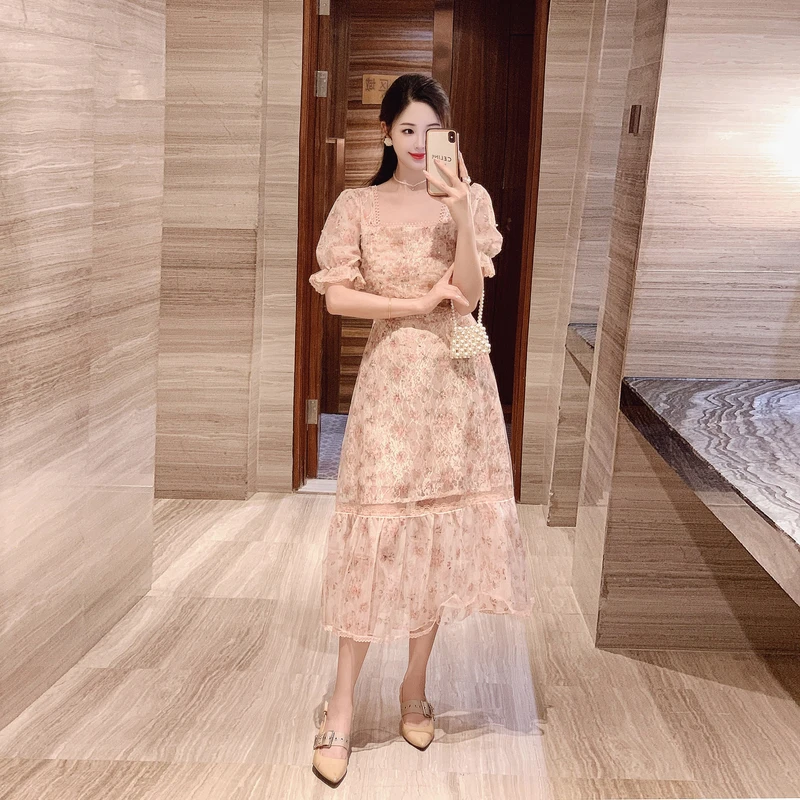 Vestidos H&m Midi Vestido Midi Verano AnnSemo Floral, Manga