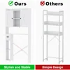 Over The Toilet Storage Cabinet with Metal Frame and 7 Storage Shelves, Bathroom Organizer with Adjustable Shelves, Paper Holder 5