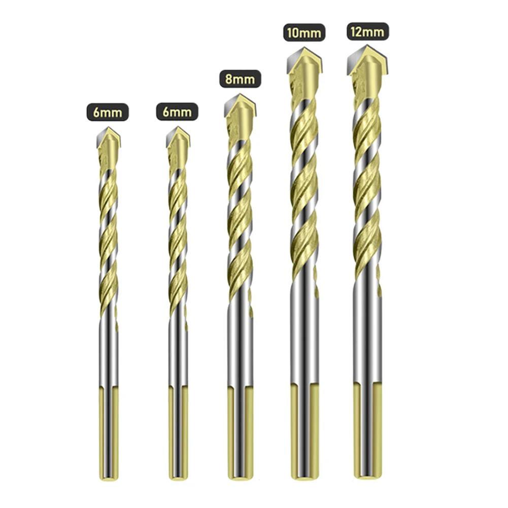 

5PCS Multifunctional Drill Bits For Tile Glass Punching Hole Working Tool 6-12mm Carbide Gold Power Tools Accessories