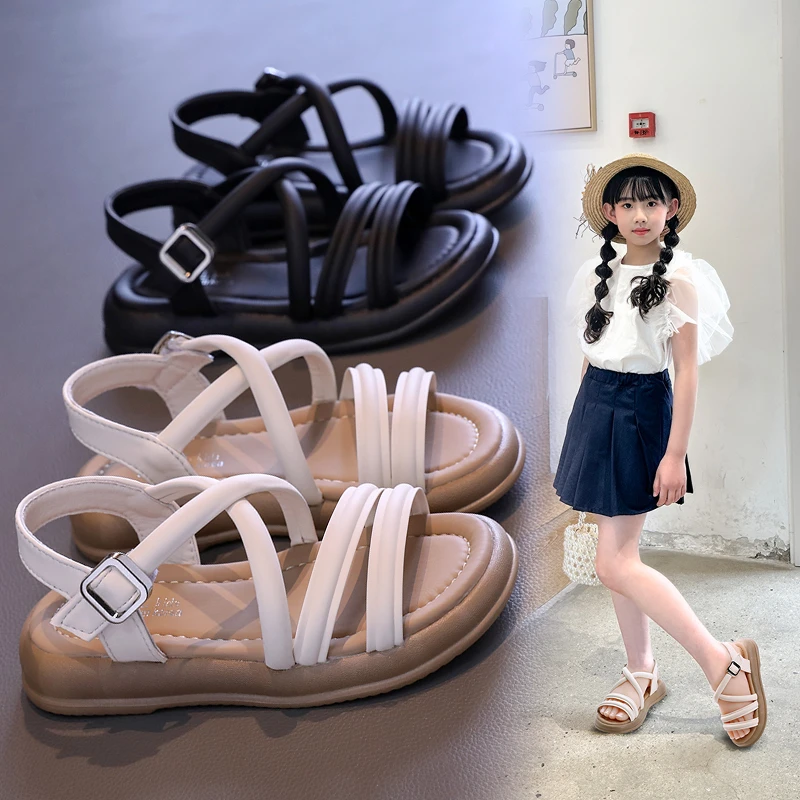 

ChildrenSummer soft sole versatile children's Roman sandals, stylish open toe girl princess shoes Beach Shoes