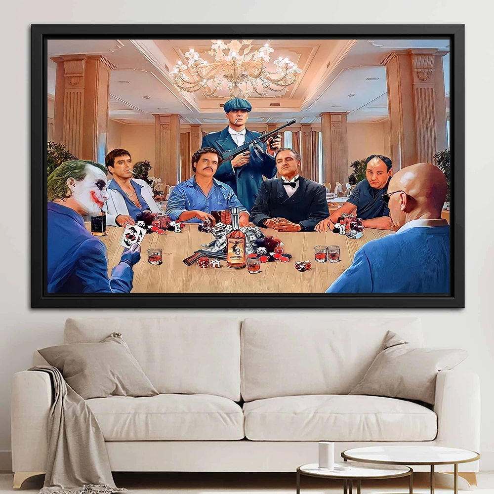 Filme gangsters jogando pôquer cartaz e impressão coringa retrato pintura  em tela bar casino arte da parede mural sala de jogos decoração casa -  AliExpress, image size:1000x1000