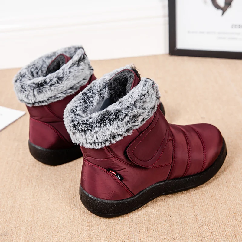 Womens Waterproof Boots Made Of Looped Rabbit Fur